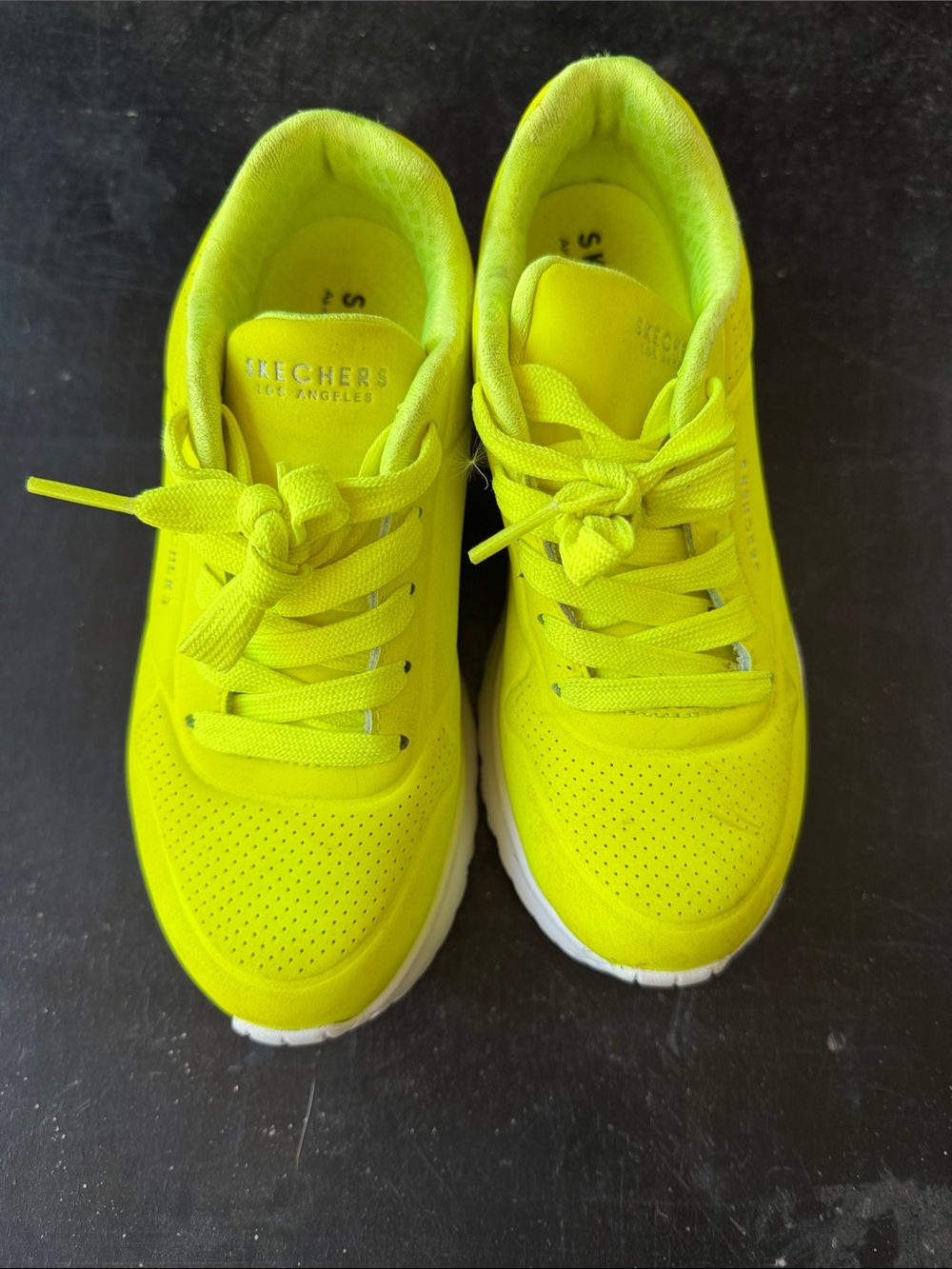 Skechers Kids Neon Yellow Lace-Up Athletic Sneakers